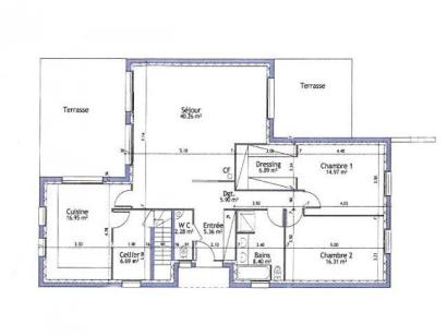 plan de maison 54m2