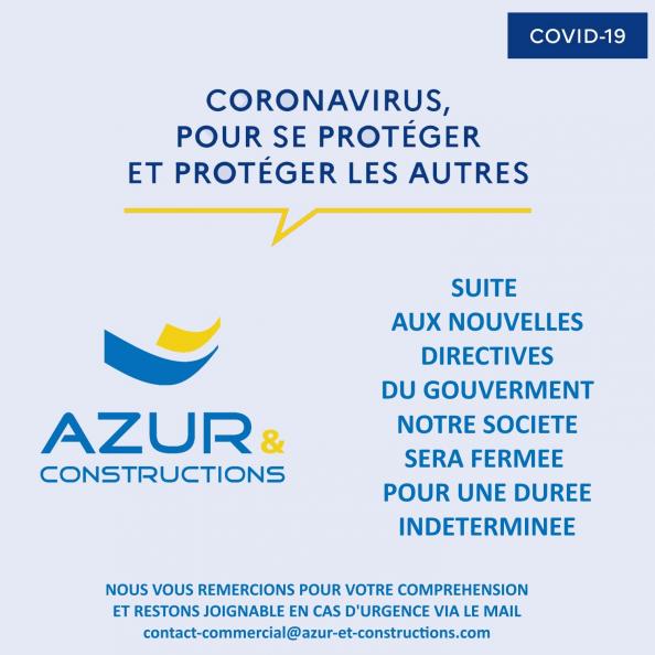 CORONAVIRUS AZUR ET CONSTRUCTION FERMETURE
