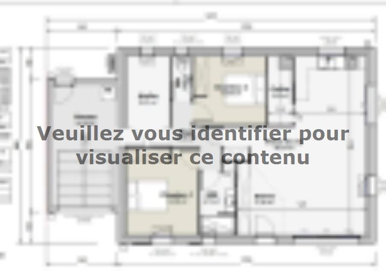 Plan de maison Maison 84m² - 2CH - Garage - 109BX220190 : Vignette 1