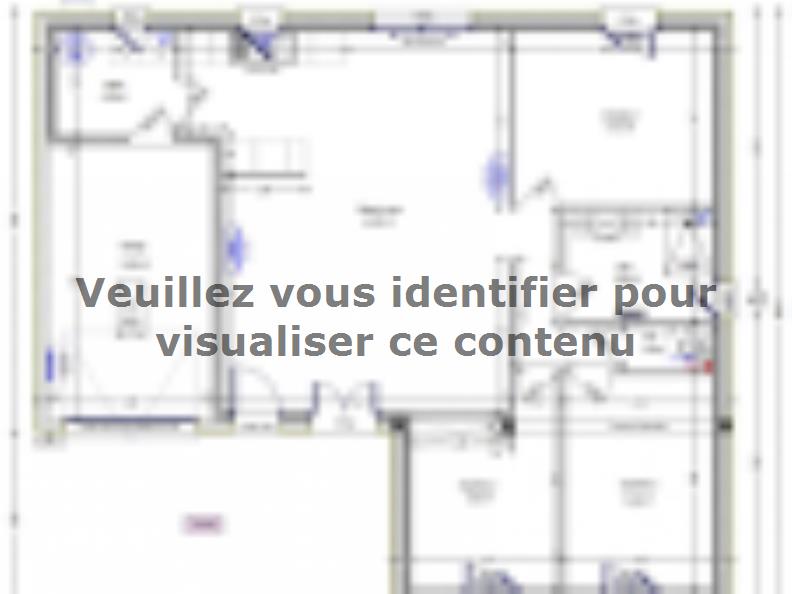 Plan de maison ESSENTIELLE PLAIN PIED 3 CHAMBRES EN L + GARAGE : Vignette 1